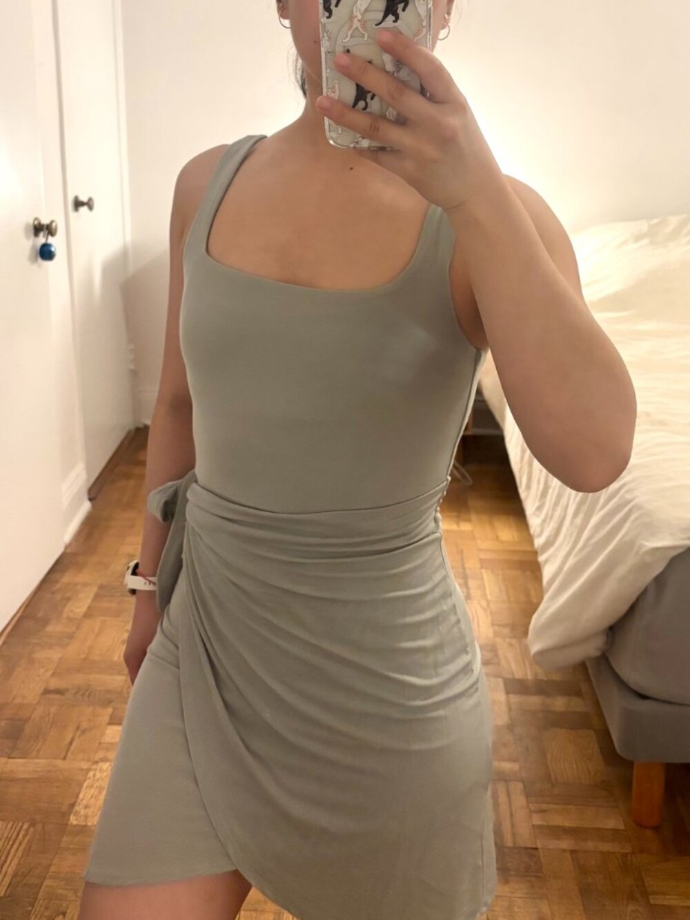 Aritzia Wrap Minidress - Pale Green - Size S - Picture 2 of 5